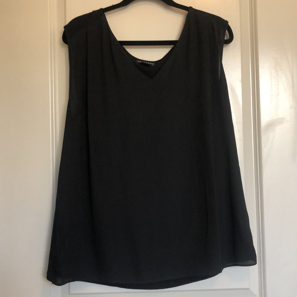 Metaphor Sleeveless Black V-Neck Tank Blouse - Black